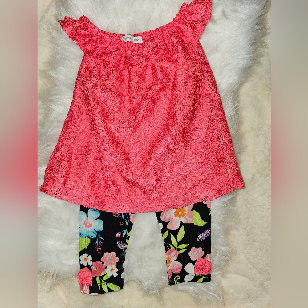 Forever Me baby girl 2 pc matching outfit 6/9mos
